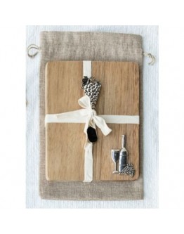 Wine/Grapes Cheeseboard & Spreader in Gift Bag