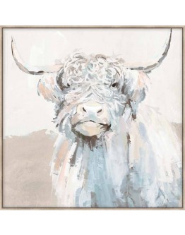 Pastel Highland Cow Printed Canvas w/ Frame 80x80cm