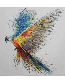 Bird in Flight Parrot Charcoal/Mustard/Blue